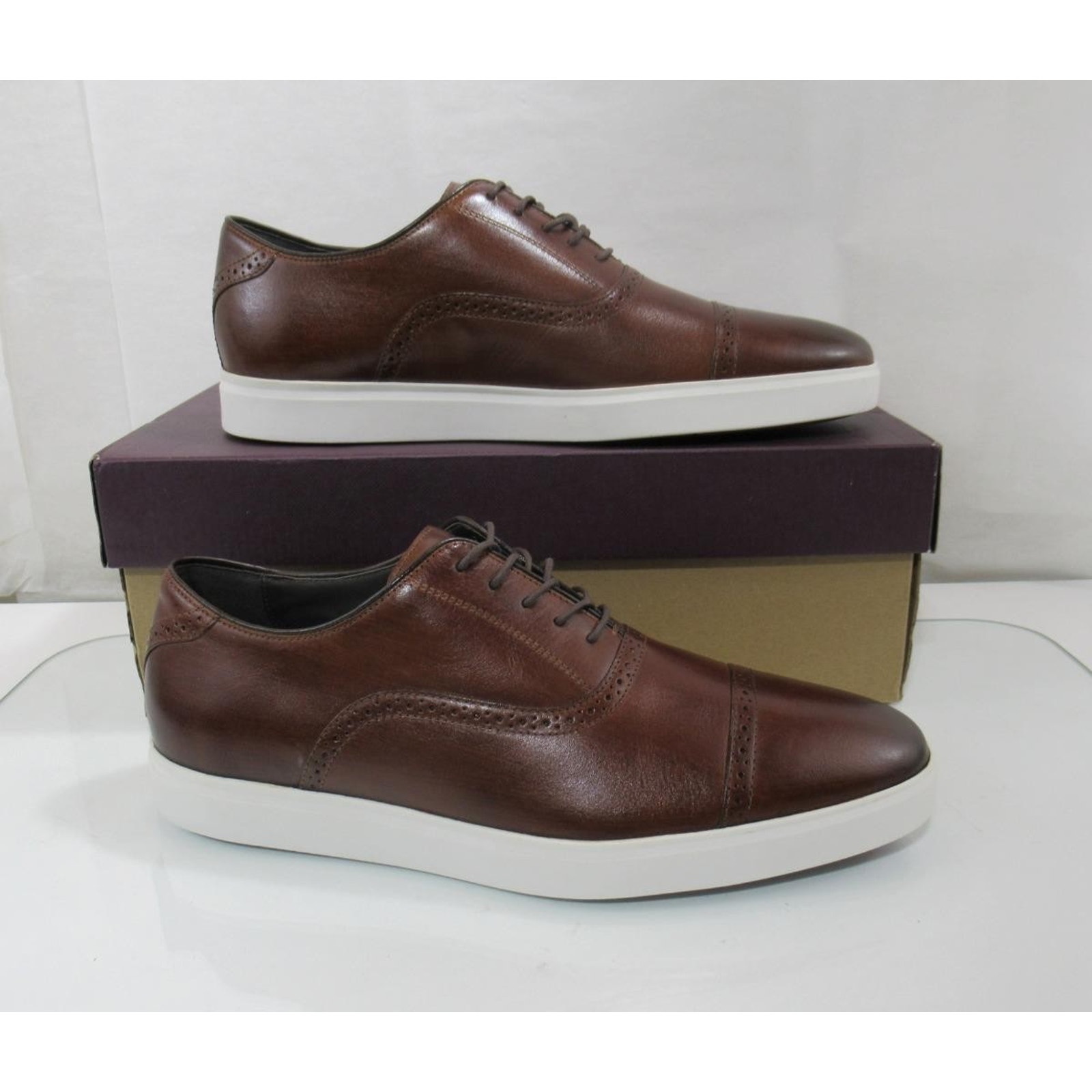 Men's Johnston And Murphy Brody Size 10 M Cap Toe Lace Up Oxford Sneakers Brown